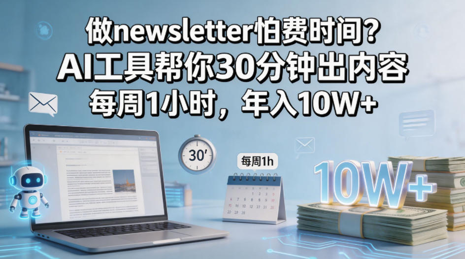 做newsletter怕费时间？AI工具帮你30分钟出内容，每周1小时，年入10W+！【原创双语字幕】-KJ分享