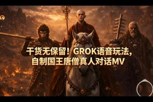干货无保留！GROK语音玩法，自制国王唐僧真人对话MV-KJ分享