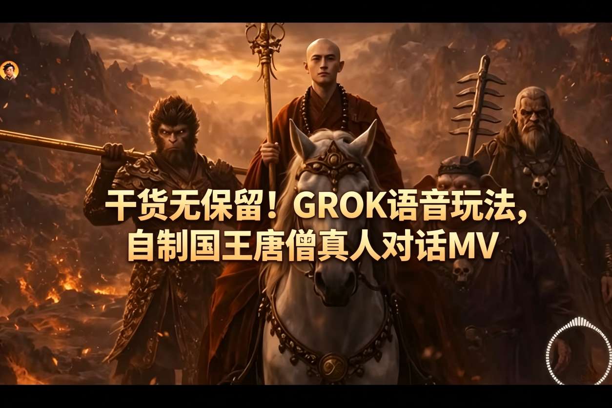 干货无保留！GROK语音玩法，自制国王唐僧真人对话MV-KJ分享