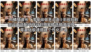 AI橘猫道长茅山道士短剧教程｜零基础傻瓜式操作，AI一键生成古风玄幻爆款短视频快速变现-KJ分享