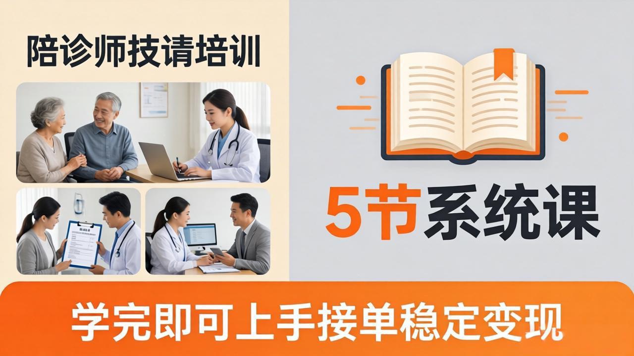 想做陪诊师不知从何下手？5节系统课教你掌握核心技能，学完即可上手接单稳定变现-KJ分享