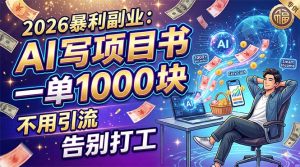 2026暴利副业：AI 写项目书，一单 1000 块，不用引流，告别打工-KJ分享
