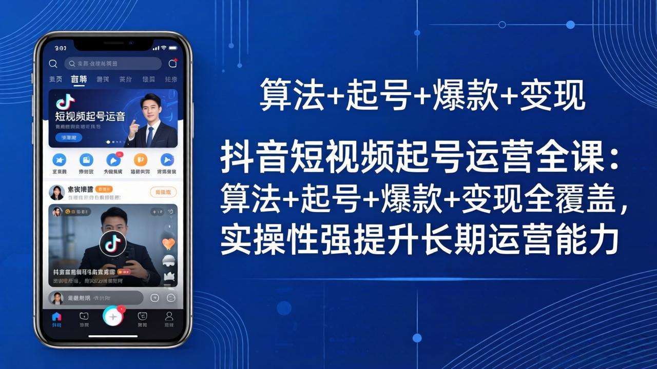 抖音短视频起号运营全课：算法+起号+爆款+变现全覆盖，实操性强提升长期运营能力-KJ分享