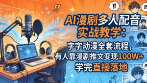 AI漫剧多人配音实战教学：字字动漫全套流程，有人靠漫剧推文变现100W+，学完直接落地-KJ分享