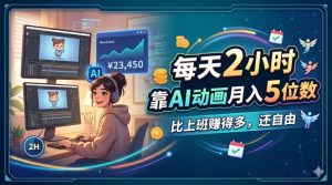 每天 2 小时，靠 AI 动画月入 5 位数，比上班赚得多，还自由-KJ分享