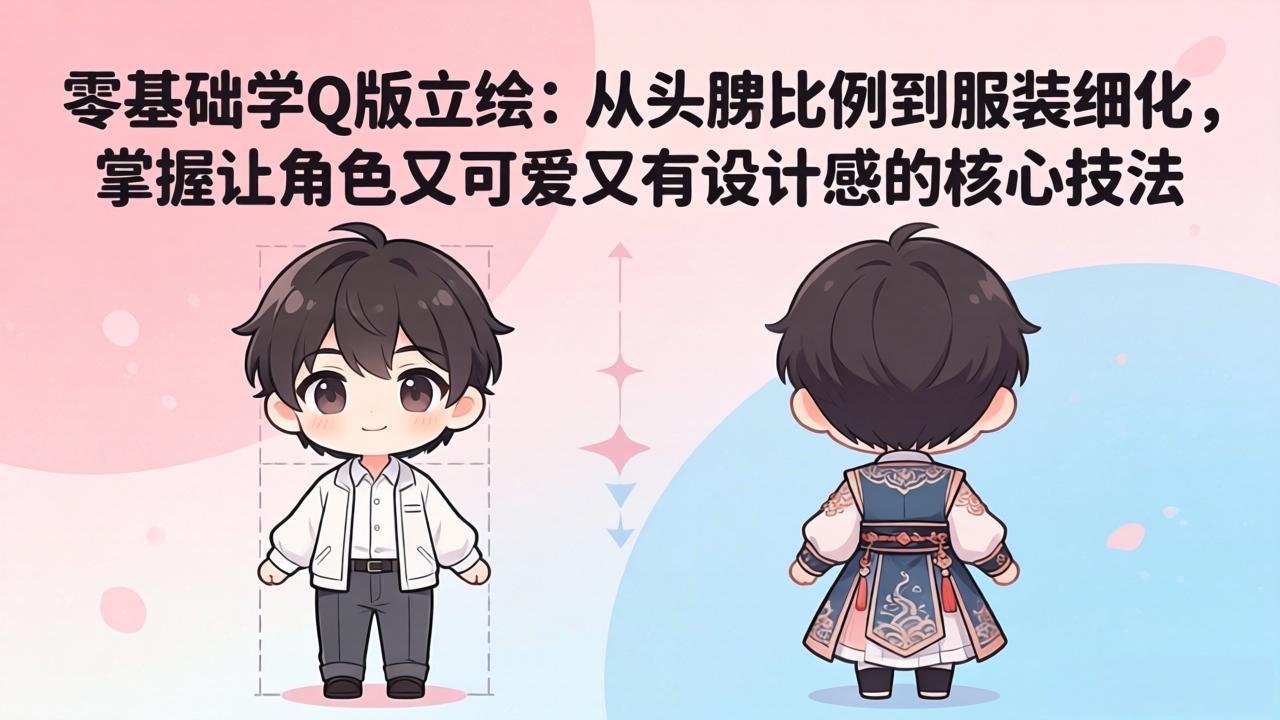 零基础学Q版立绘：从头身比例到服装细化，掌握让角色又可爱又有设计感的核心技法-KJ分享