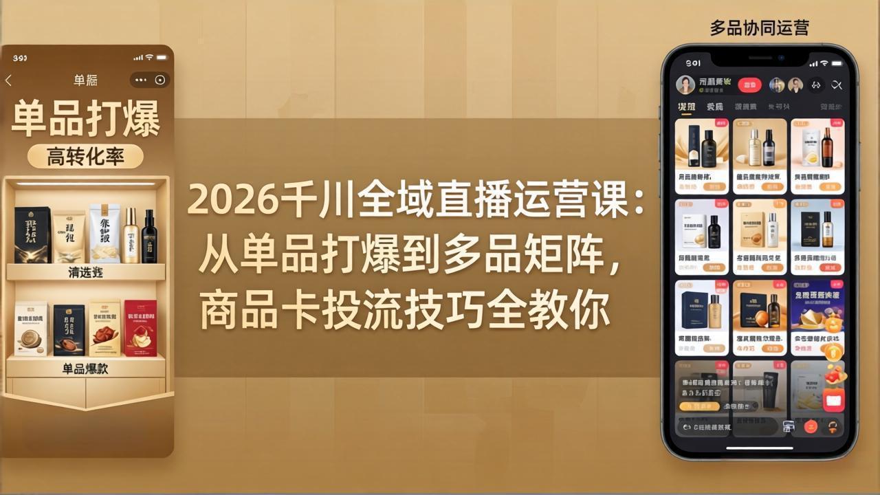 2026千川全域直播运营课：从单品打爆到多品矩阵，商品卡投流技巧全教你-KJ分享