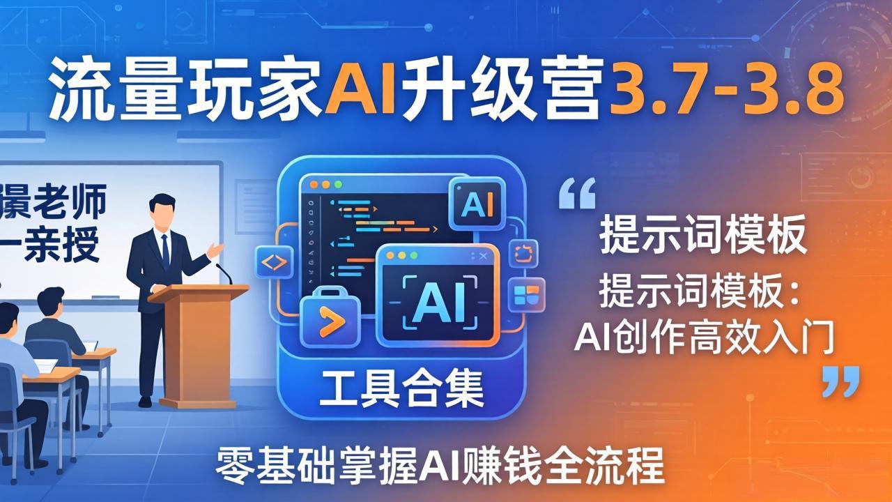 流量玩家AI升级营3.7-3.8全套资料：多老师亲授+工具合集+提示词模板，零基础掌握AI赚钱全流程-KJ分享