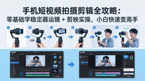 手机短视频拍摄剪辑全攻略：零基础学稳定器运镜 + 剪映实操，小白快速变高手-KJ分享