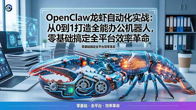 OpenClaw龙虾自动化实战：从0到1打造全能办公机器人，零基础搞定全平台效率革命-KJ分享