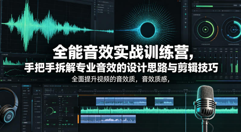全能音效实战训练营，手把手拆解专业音效的设计思路与剪辑技巧，全面提升视频的音效质感-KJ分享