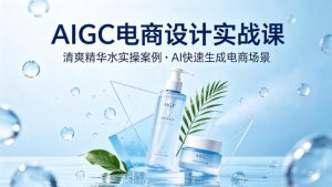 AIGC电商设计实战课，以清爽精华水为实操案例，教你用AI快速生成电商场景-KJ分享