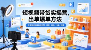 短视频带货实操营,出单爆单方法,全程实操讲解如何起号、涨粉、选品、出单、投放-KJ分享