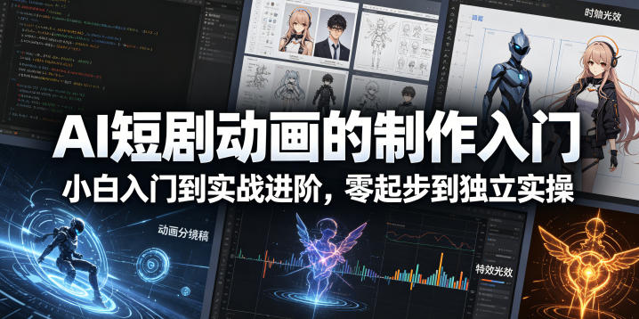 AI短剧动画的制作入门，小白入门到实战进阶，零起步到独立实操-KJ分享
