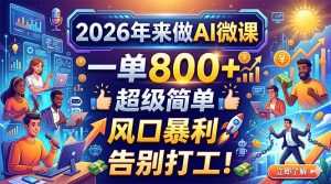 2026年来做AI微课，一单800+，超级简单，风口暴利，告别打工！-KJ分享