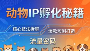 动物IP孵化全套秘籍，三大核心技法拆解，打造爆款萌宠短剧，轻松拿捏赛道流量密码-KJ分享