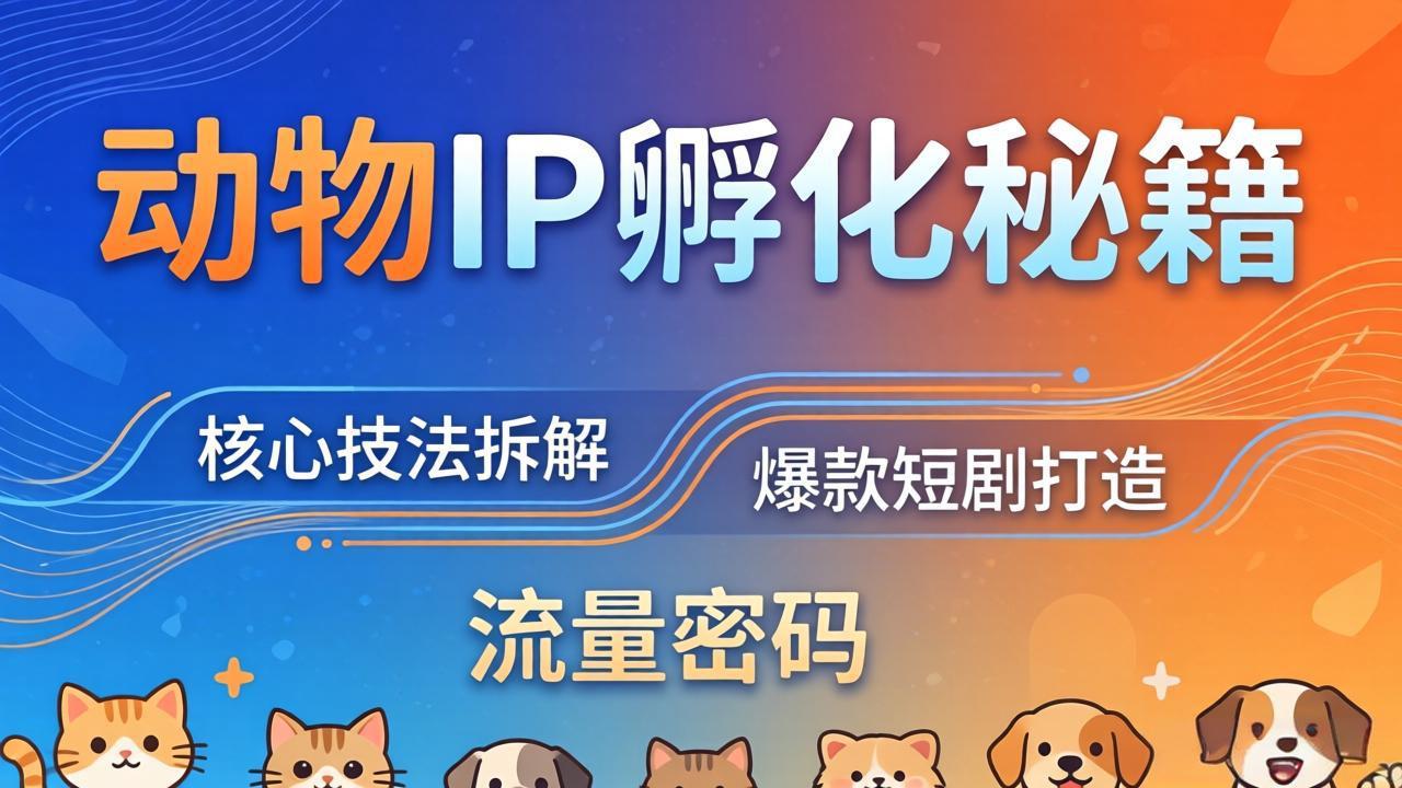 动物IP孵化全套秘籍，三大核心技法拆解，打造爆款萌宠短剧，轻松拿捏赛道流量密码-KJ分享