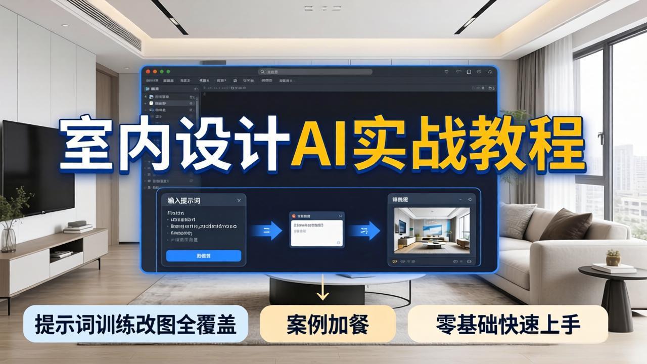 2026室内设计AI实战教程，提示词训练改图全覆盖，搭配案例加餐，零基础也能快速上手-KJ分享