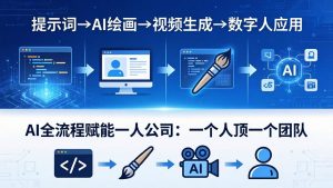 AI全流程赋能一人公司：提示词、绘画、视频、数字人、编程，一个人顶一个团队-KJ分享
