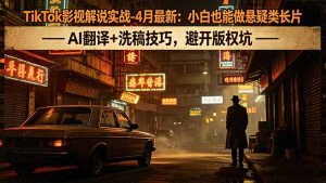 TikTok影视解说实战-4月最新：小白也能做悬疑类长片，AI翻译+洗稿技巧，避开版权坑-KJ分享