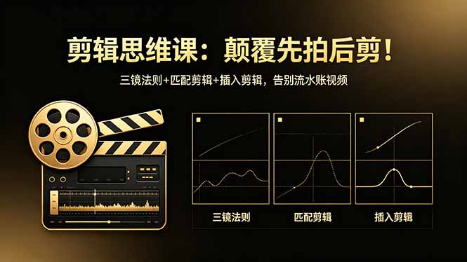 剪辑思维课：颠覆先拍后剪！三镜法则+匹配剪辑+插入剪辑，告别流水账视频-KJ分享