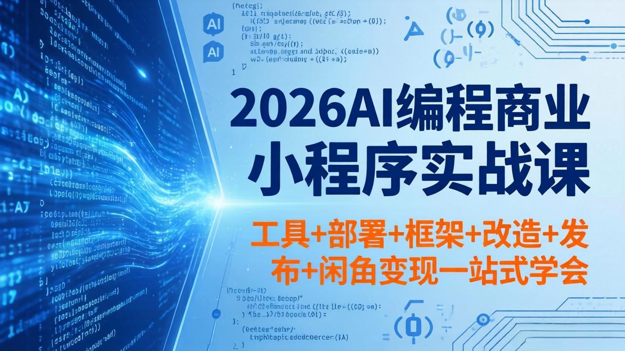 2026AI编程商业小程序实战课，工具+部署+框架+改造+发布+闲鱼变现一站式学会-KJ分享