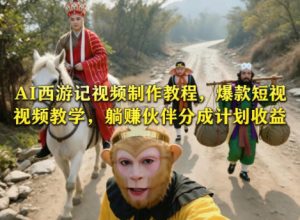 AI西游记视频制作教程,爆款短视频教学,躺賺伙伴分成计划收益-KJ分享