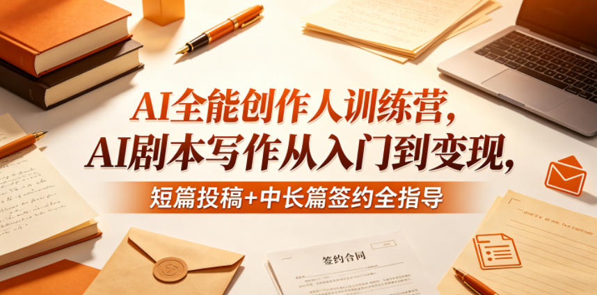 AI全能创作人训练营，AI剧本写作从入门到变现，短篇投稿+中长篇签约全指导-KJ分享