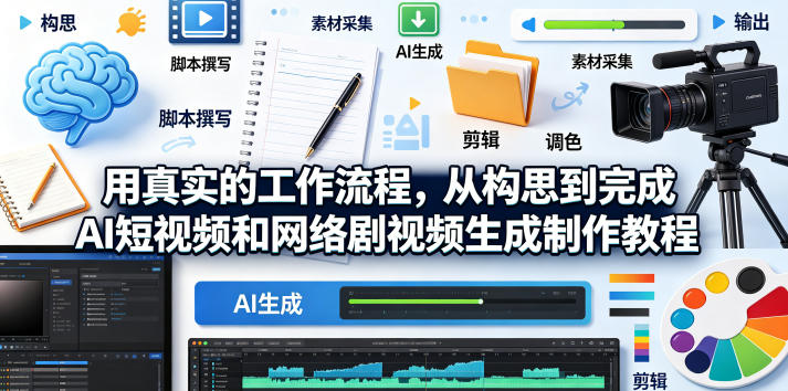 用真实的工作流程，从构思到完成AI短视频和网络剧视频生成制作教程-中英字幕-KJ分享