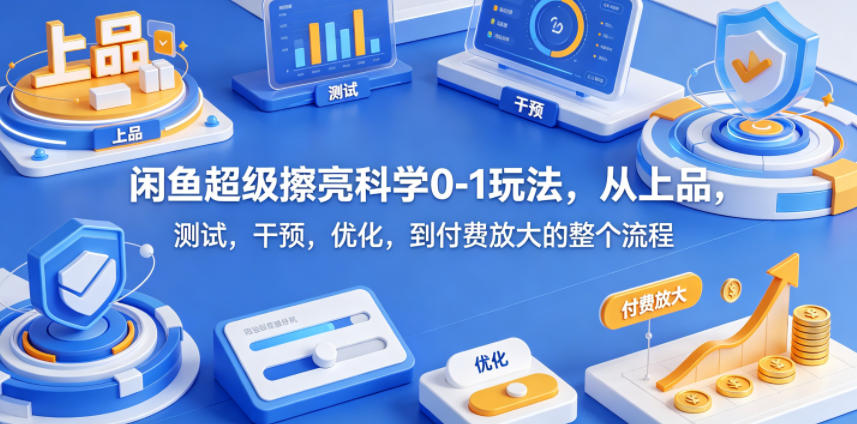 闲鱼超级擦亮科学0-1玩法，从上品，测试，干预，优化，到付费放大的整个流程-KJ分享