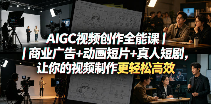 AIGC视频创作全能课｜商业广告+动画短片+真人短剧，让你的视频制作更轻松高效-KJ分享
