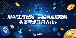 用AI生成视频，禁欲舞蹈超吸睛，头条号矩阵日入1k+-KJ分享