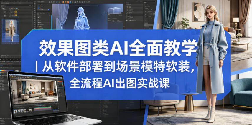 效果图类AI全面教学｜从软件部署到场景模特软装，全流程AI出图实战课-KJ分享