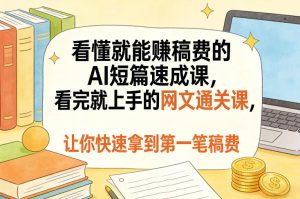 看懂就能賺稿费的AI短篇速成课,看完就上手的网文通关课,让你快速拿到第一笔稿费(更新5月)-KJ分享