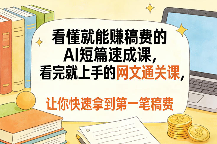 看懂就能賺稿费的AI短篇速成课，看完就上手的网文通关课，让你快速拿到第一笔稿费(更新5月)-KJ分享