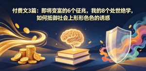 付费文3篇：即将变富的6个征兆，我的8个处世绝学，如何抵御社会上形形色色的诱惑-KJ分享