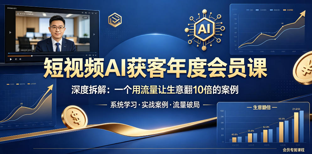 短视频AI获客年度会员课，深度拆解，一个用流量让生意翻10倍的案例-KJ分享