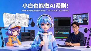 小白也能做AI漫剧!从角色场景分镜到配音剪辑导出,2D/3D/仿真人漫剧一步到位-KJ分享