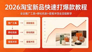 2026淘宝新品快速打爆款教程,全站推广工具+孵化机制+提报冲顶全流程教学-KJ分享
