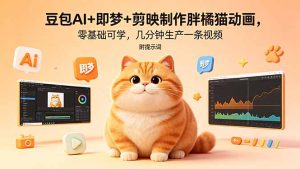 豆包AI+即梦+剪映制作胖橘猫动画,零基础可学,几分钟生产一条视频,附提示词-KJ分享
