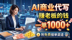 AI商业代写,赚老板的钱,一单1000+,附免费接单渠道-KJ分享