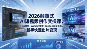 2026颠覆式 AI短视频创作课-5月更新，Flux精修+SwitchX重绘+Seedance多模态，新手快速出片变现-KJ分享