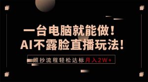 一台电脑就能做！AI不露脸直播玩法，照抄流程轻松达标月入2W+-KJ分享