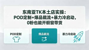 东南亚TK本土店实操-5月更新：POD定制+爆品截流+暴力冷启动，0粉也能开橱窗带货-KJ分享