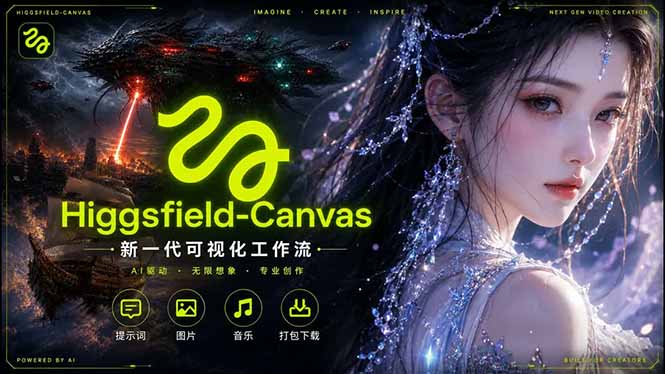 Higgsfield Canvas AI视频制作详解，节点式工作流搭建，重构新式视频创作完整教程-KJ分享