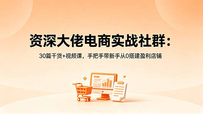 资深大佬电商实战社群：30篇干货+视频课，手把手带新手从0搭建盈利店铺-KJ分享