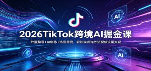 2026TikTok跨境AI掘金课:批量起号+AI创作+选品带货,轻松实现海外短视频流量变现-KJ分享