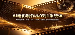AI电影制作从0到1系统课:AI赋能脚本、配音、配乐、特效,轻松打造专业级视频作品-KJ分享
