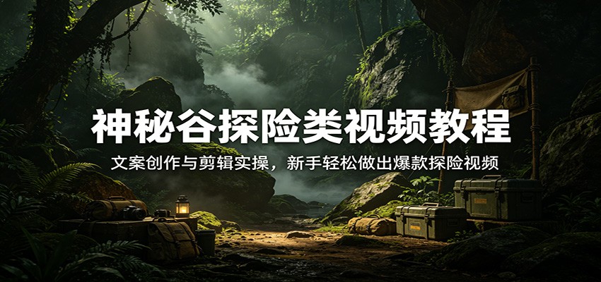 神秘谷探险类视频教程：文案创作与剪辑实操，新手轻松做出爆款探险视频-KJ分享
