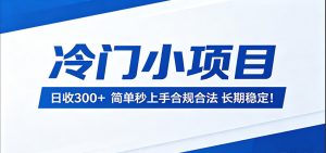 冷门小项目,日收300+,简单秒上手合规合法,长期稳定!-KJ分享